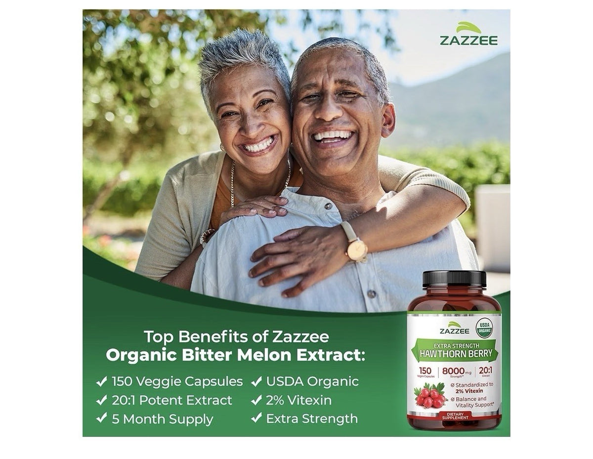 Zazzee Hawthorn Berry 2% Vitexin Balance Vitality Support 5 Month Supply 150caps