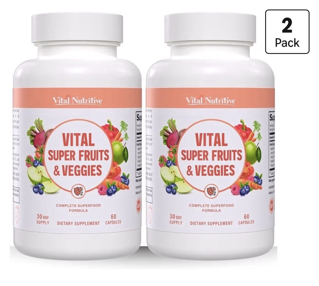 2 Pack VITAL NUTRITIVE Vital Super Fruits & Veggies Daily Superfood for Adults