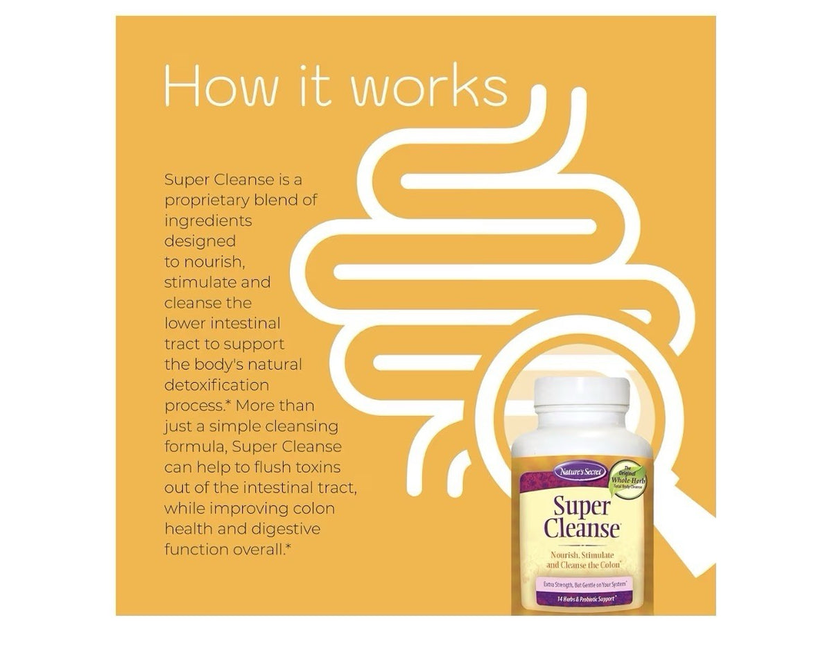 Nature's Secret Super Cleanse Nourish Colon Gut Support Gentle In Stomach 200Tab