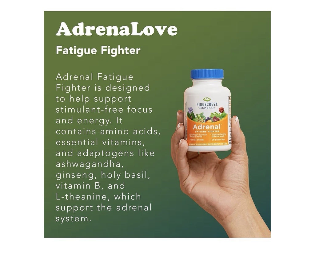Ridgecrest Herbals AdrenaLove Stress Energy Focus Mood Support Supplement 60caps