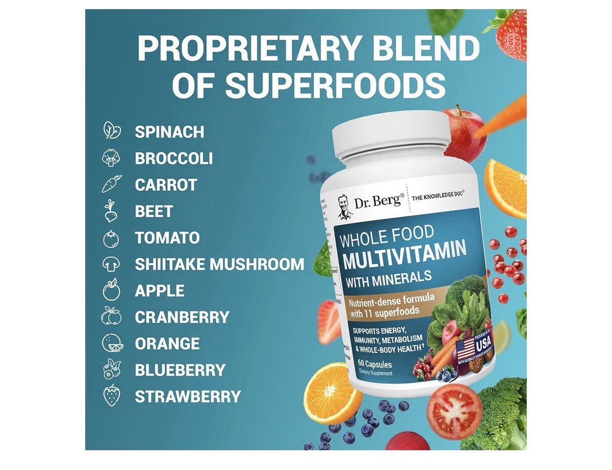 Dr. Berg Whole Food Multivitamin with Minerals Supports Whole Body Health 60caps