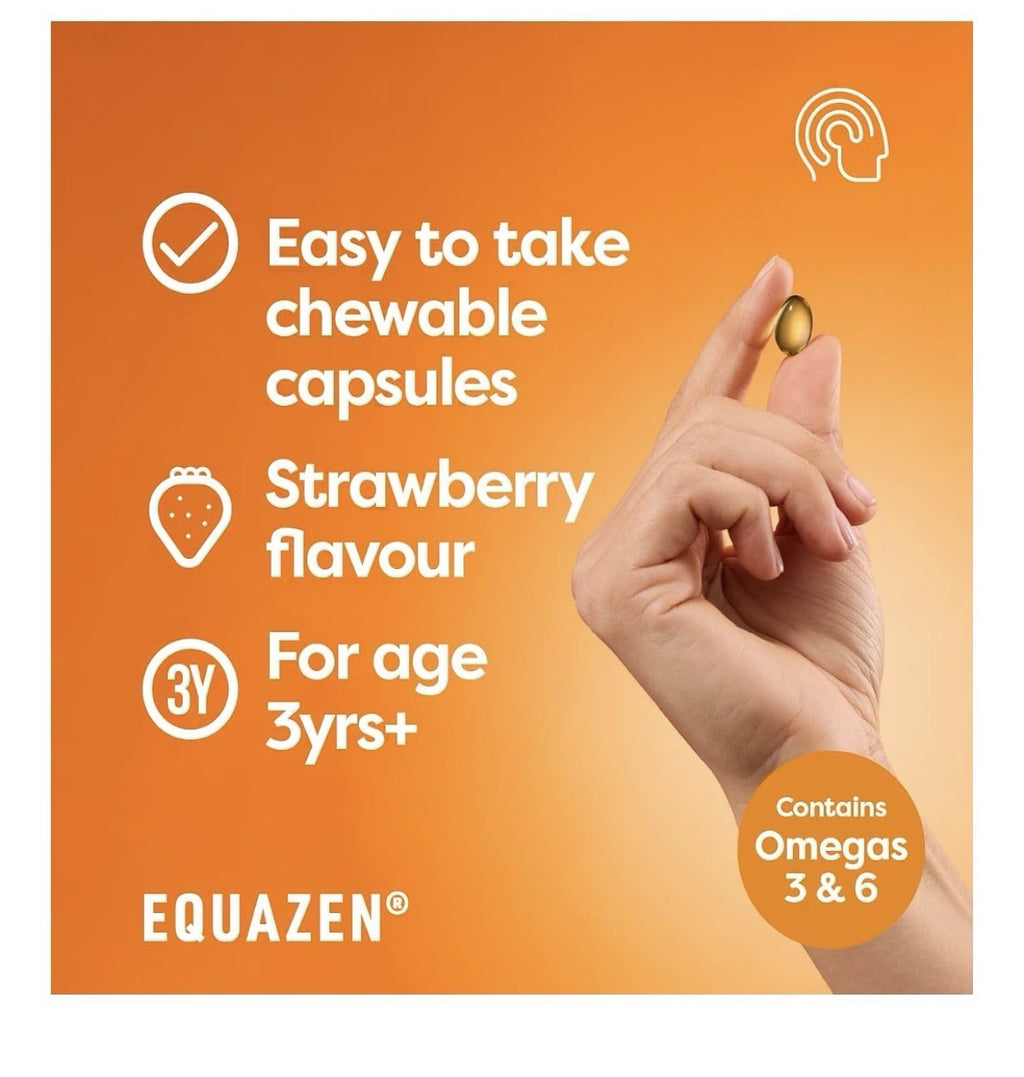 Equazen Omega 3 Omega 6 Supports Brain Function For 3+ Years 180 Chewable Caps