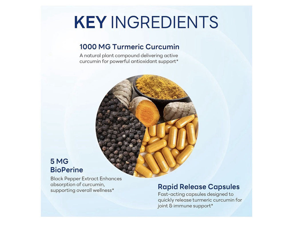 Vitamin World Turmeric Curcumin 1000 mg With Bioperine 60 Capsules