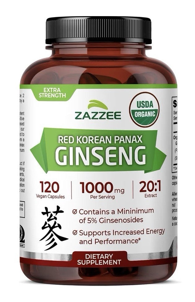 Zazzee Red Korean Panax Ginseng Energy And Performance Support 120 Capsules