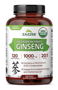 Zazzee Red Korean Panax Ginseng Energy And Performance Support 120 Capsules