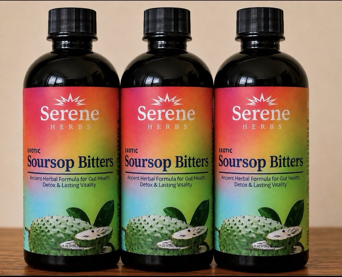 3 Pack Serene Herbs Exotic Soursop Bitters Liquid Gut Health Detox Vitality