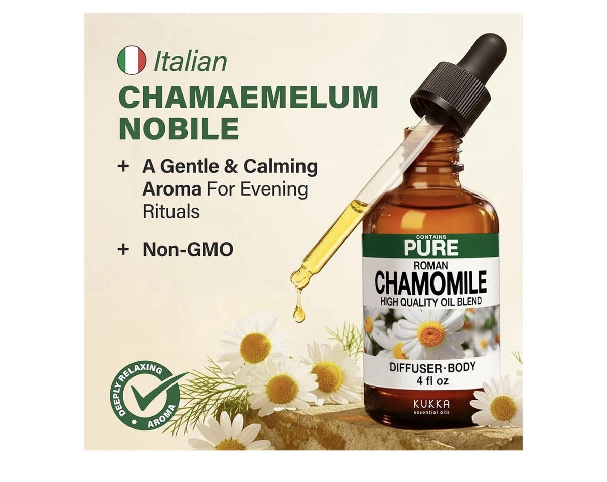 Kukka Roman Chamomile Essential Oil Peaceful Relaxation Soothing Calming 4oz
