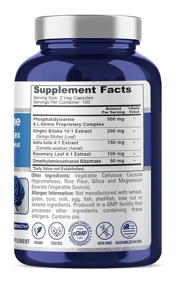 NusaPure Phosphatidylserine Memory Ultimate Complex 1000mg 200 Veg Capsules