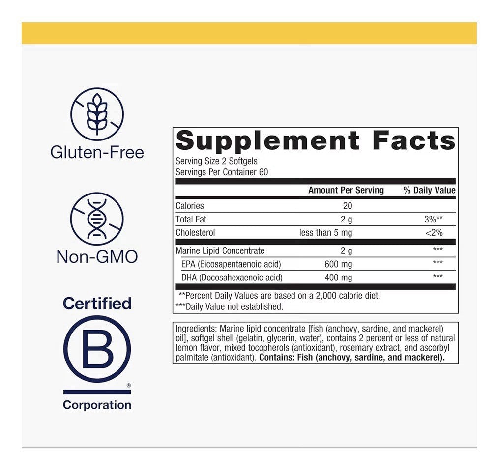 Metagenics OmegaGenics Fish OilEPA-DHA 500mg Supplement HeartHealth 120softgel