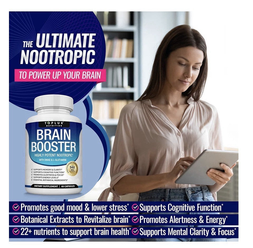 Toplux Brain Booster Highly Potent Nootropic Memory Clarity Cognitive 60 Capsule