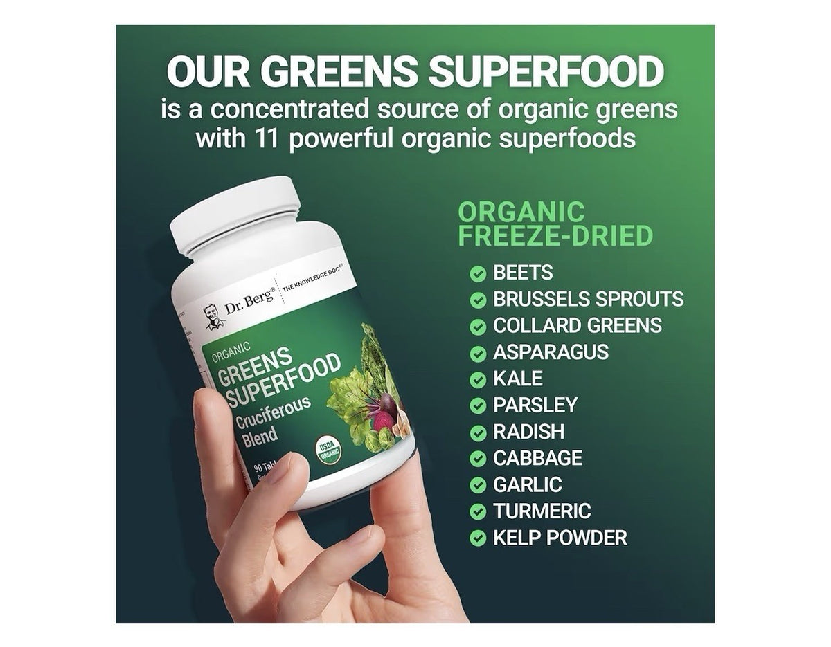 Dr. Berg Greens Superfood Cruciferous Blend Vegetable 250 Tablets Super Greens
