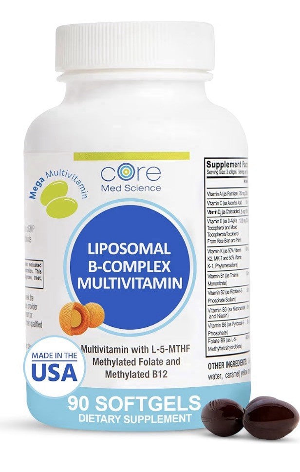Core Med Science Liposomal B-Complex Multivitamin Methylated B12 90 Softgels