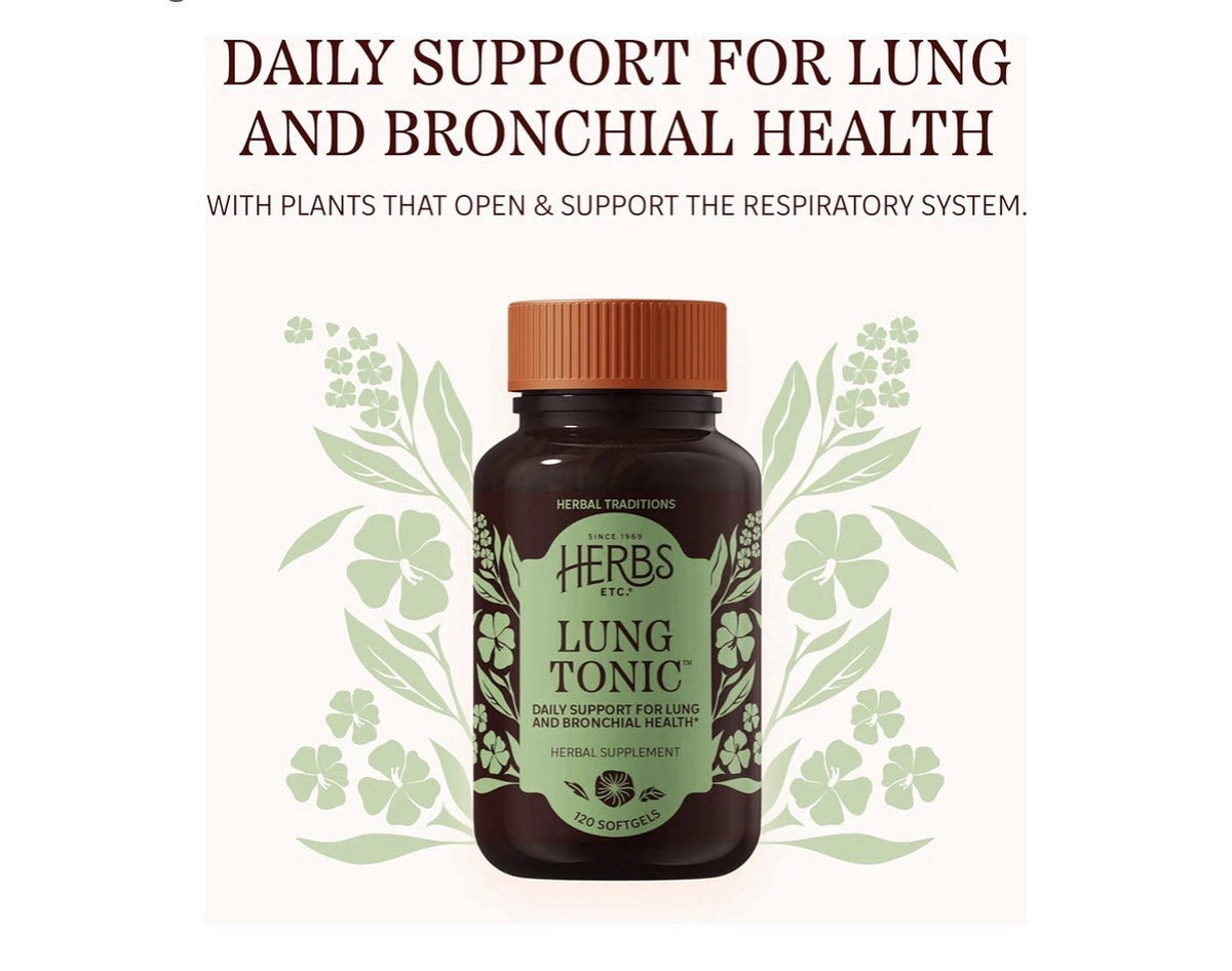 2 Pack Herbs Etc. Lung Tonic Herbal Supplement Clear Breathing Bronchial Health