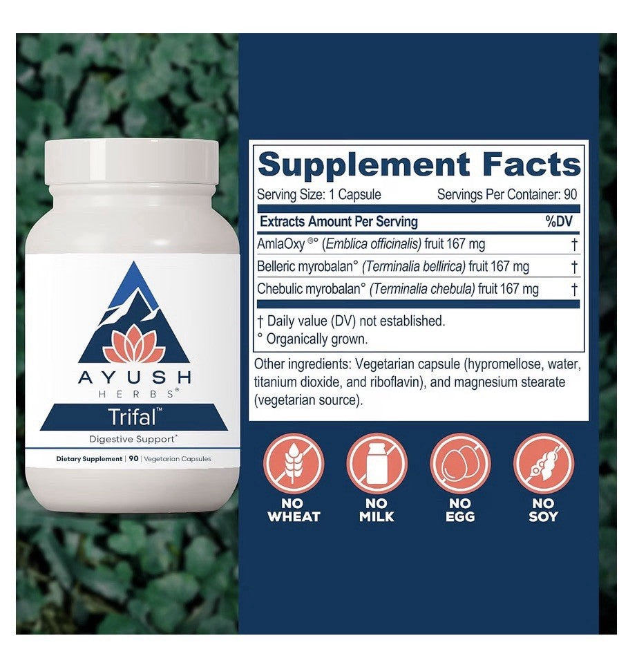Ayush Herbs Trifal Digestive Support with Amla For Women & Men 90 Capsules