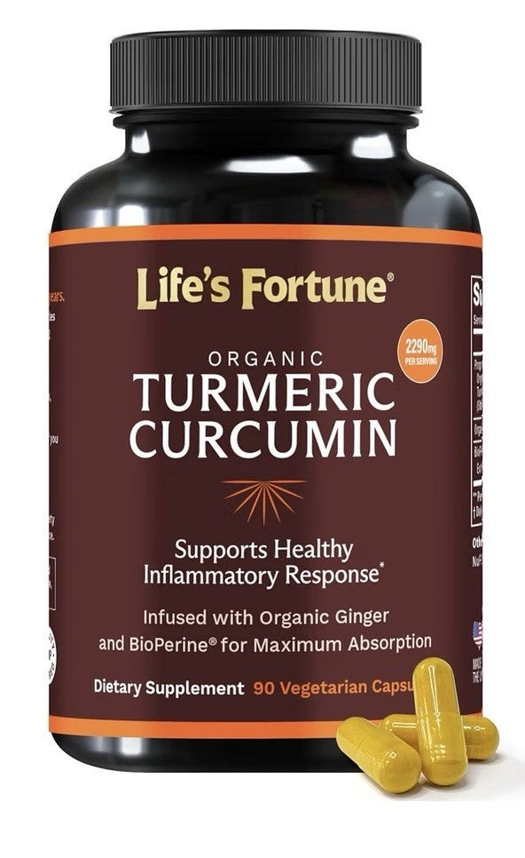 Life's Fortune Organic Turmeric Curcumin Healthy Inflammatory Response 90Capsule