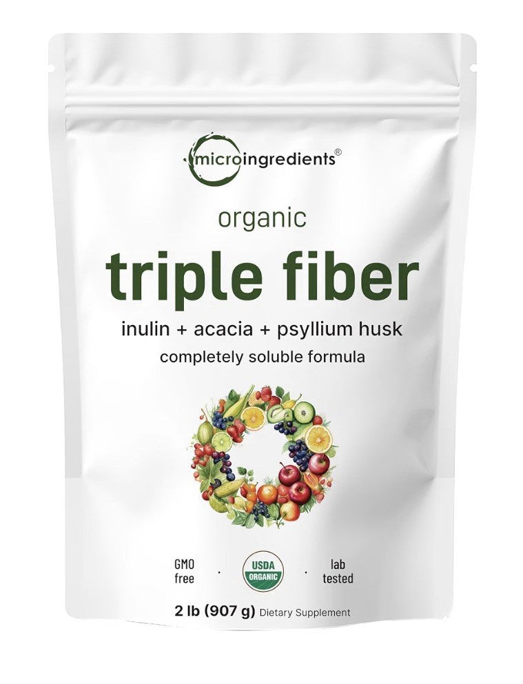Micro Ingredients Triple Fiber Powder Organic Insulin+acacia +psyllium husk 2lb