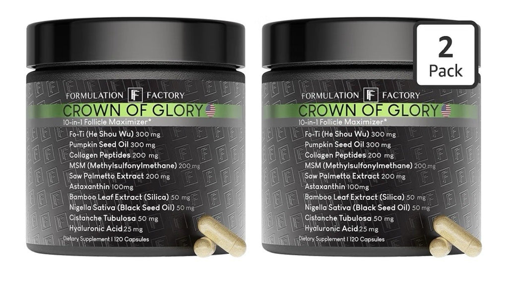 2 Pack Formulation Factory Crown of Glory 10-in-1 Hair Growth Faster DHT Blocker