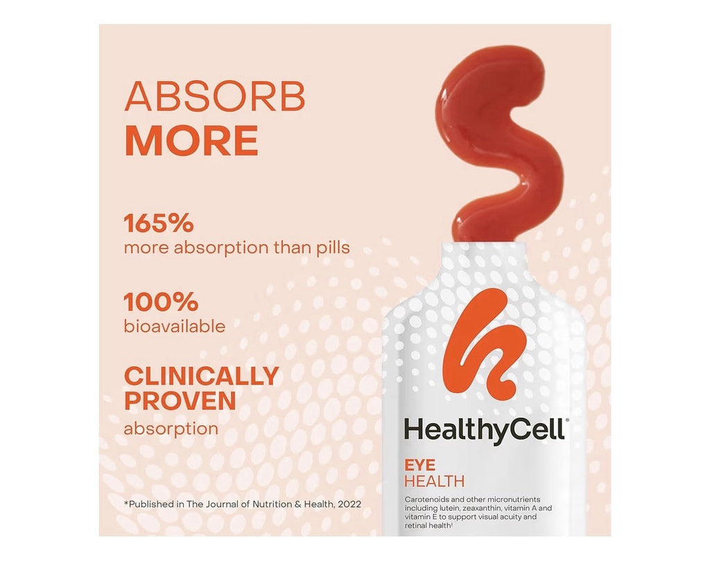 Healthycell Eye Health Support Daily Liquid Supplement Eye Vitamins 30 Gel Pack