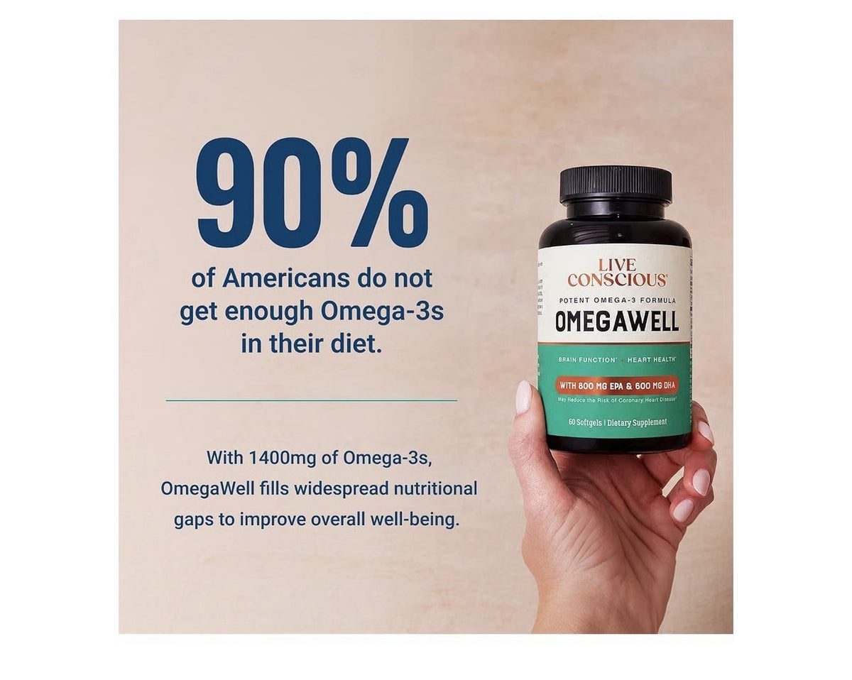 Live Conscious OmegaWell Omega 3 Fish Oil Brain Function Heart Health 60 Softgel