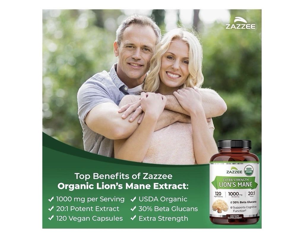 Zazzee Lion's Mane 30% Beta Glucans Supports Cognitive Function 2 Month Supply