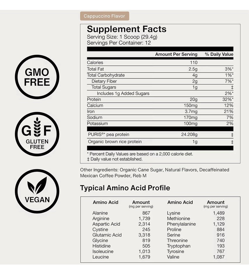 Momentous 100% Plant Protein Foundational & Performance Cappuccino Flavor Powder