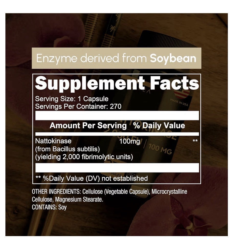 Zenavea Nattokinase Supplement 2000 FU of Enzyme of Nattokinase 100mg 270capsule