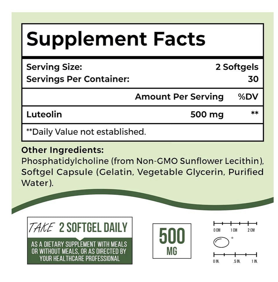 Ulmubra Liposomal Luteolin 500MG Maximum Absorption Potent Flavonoid 60 Softgels