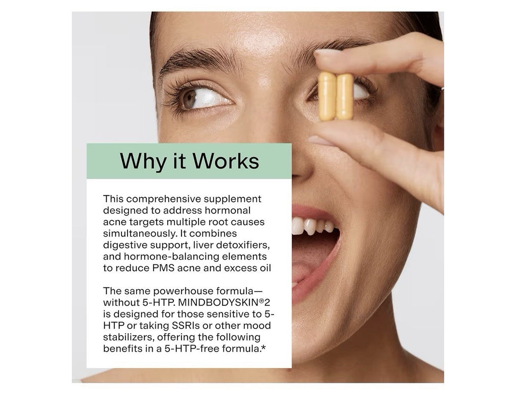 CLEARSTEM MINDBODYSKIN Hormonal Acne Skin Supplement (No 5-HTP) 90 Capsules