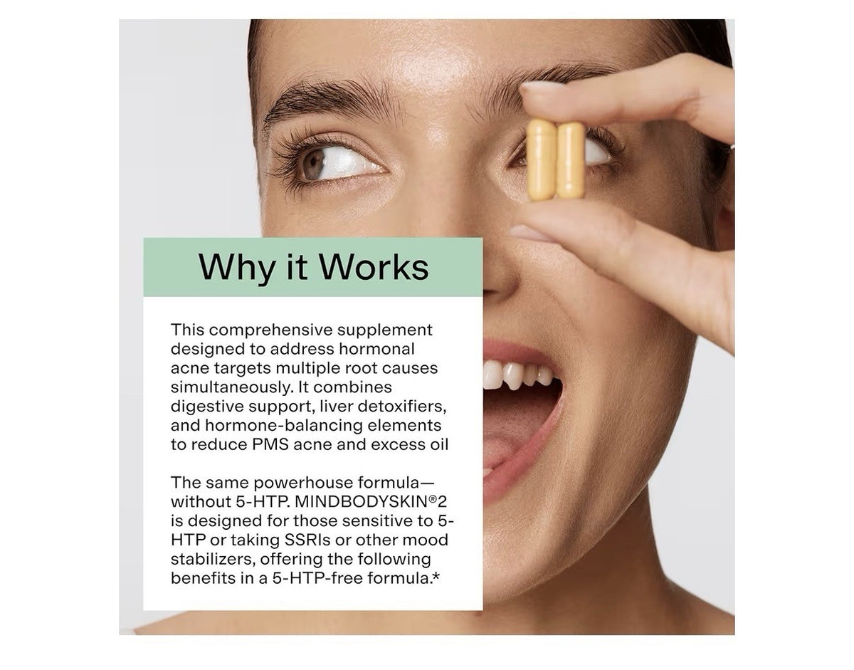 CLEARSTEM MINDBODYSKIN Hormonal Acne Skin Supplement (No 5-HTP) 90 Capsules