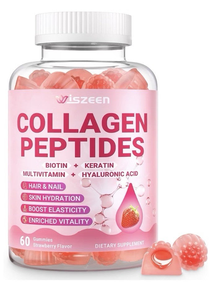 Wiszeen Collagen Peptides Gummies for Women Hydrolyzed with Biotin 60 Gummies
