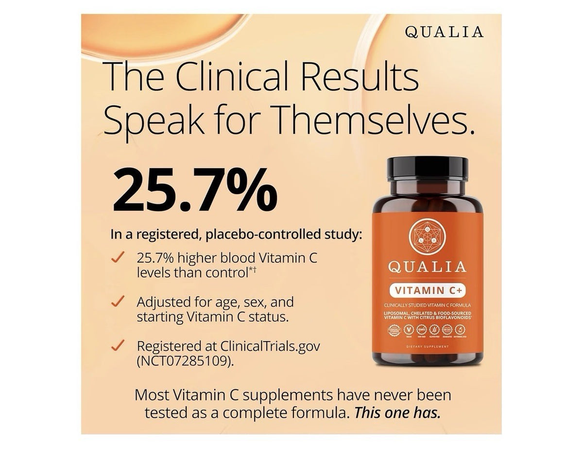 2 Pack Qualia Vitamin C+ LIPOSOMAL, CHELATED & FOOD-SOURCED VITAMIN C