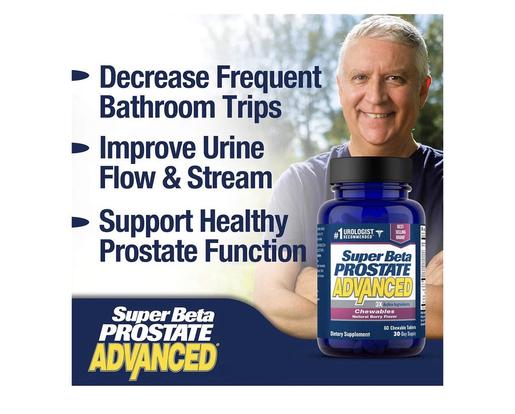 SUPER BETA PROSTATE Advanced For Men Prostate Bladder Health 60 Chewable Tablets