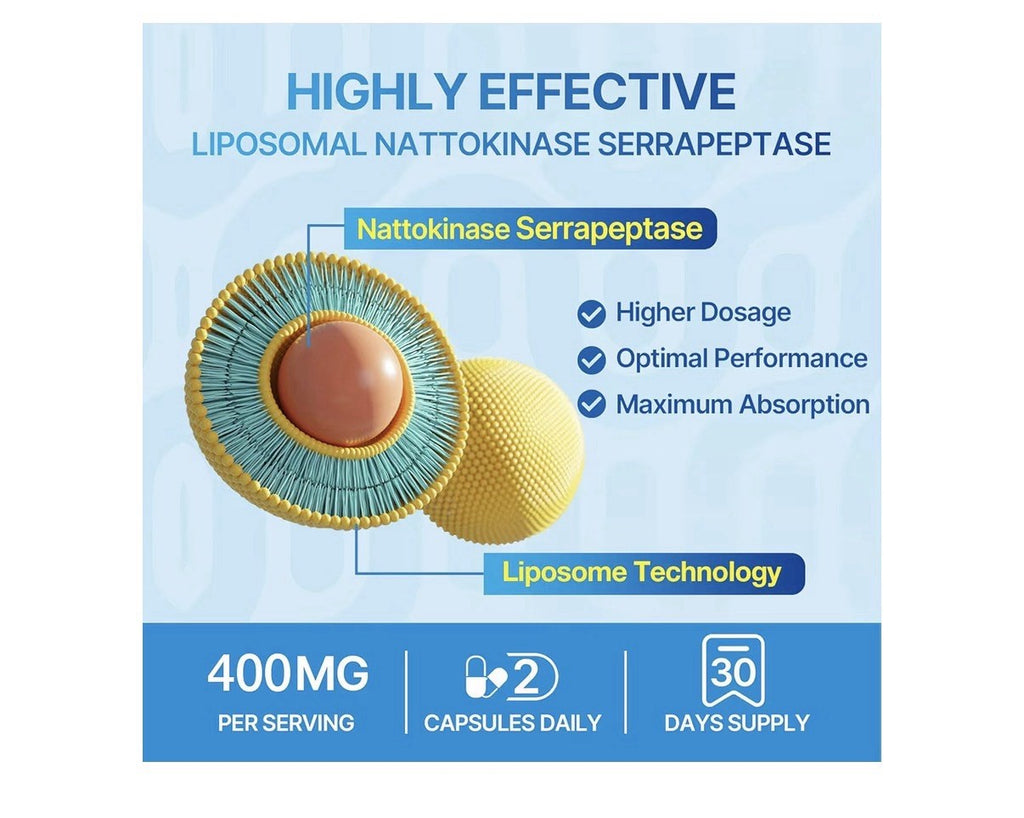 Naering Liposomal Nattokinase Serrapeptase Circulatory Digestive Health 2 Pack