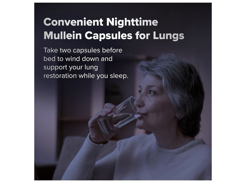 BREATHE PM Nighttime Support Sleep Aid Nourish Your Lung Mullein Lung Detox 60ca