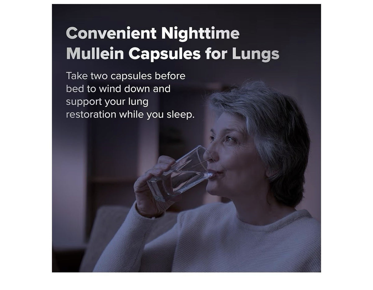 BREATHE PM Nighttime Support Sleep Aid Nourish Your Lung Mullein Lung Detox 60ca