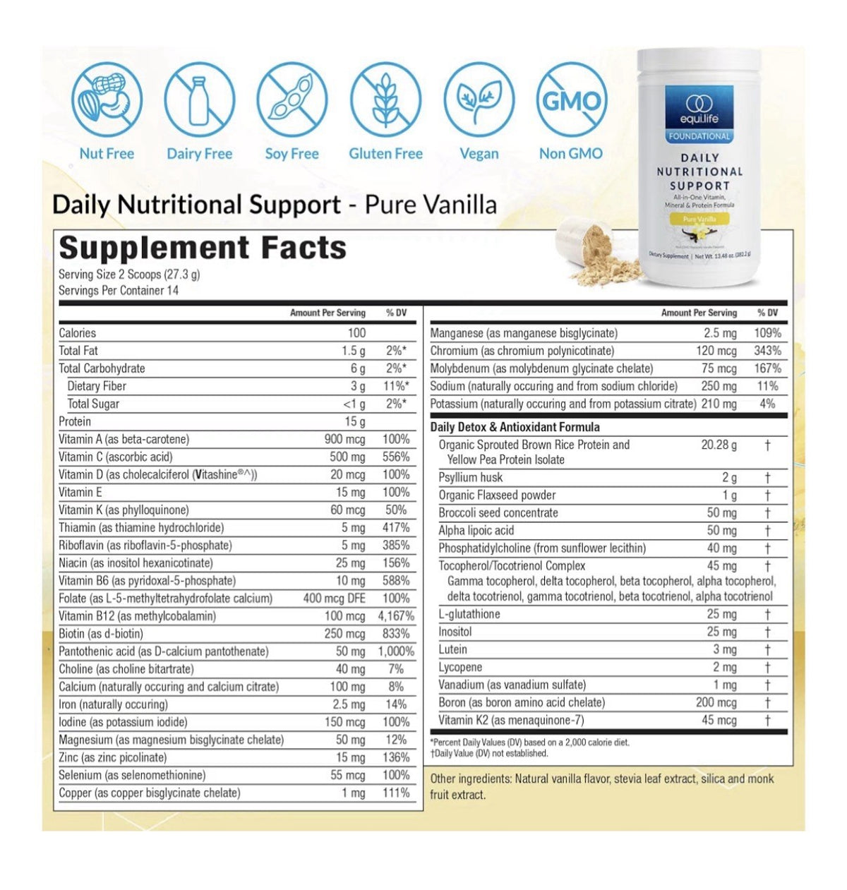 Equilife Foundational Daily Nutritional Support All In One Vitamins Vanilla