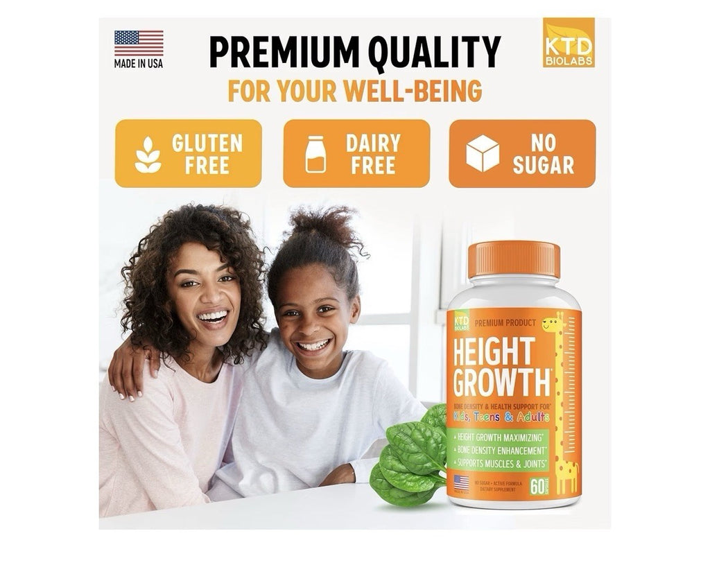 2 Pack KTD BIOLABS Height Growth Support Bone Density For Kids Teens And Adults