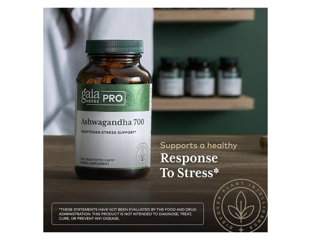 GAIA HERBS PRO Ashwagandha 700 Healthy Immune Stress Support Supplement 120 Caps