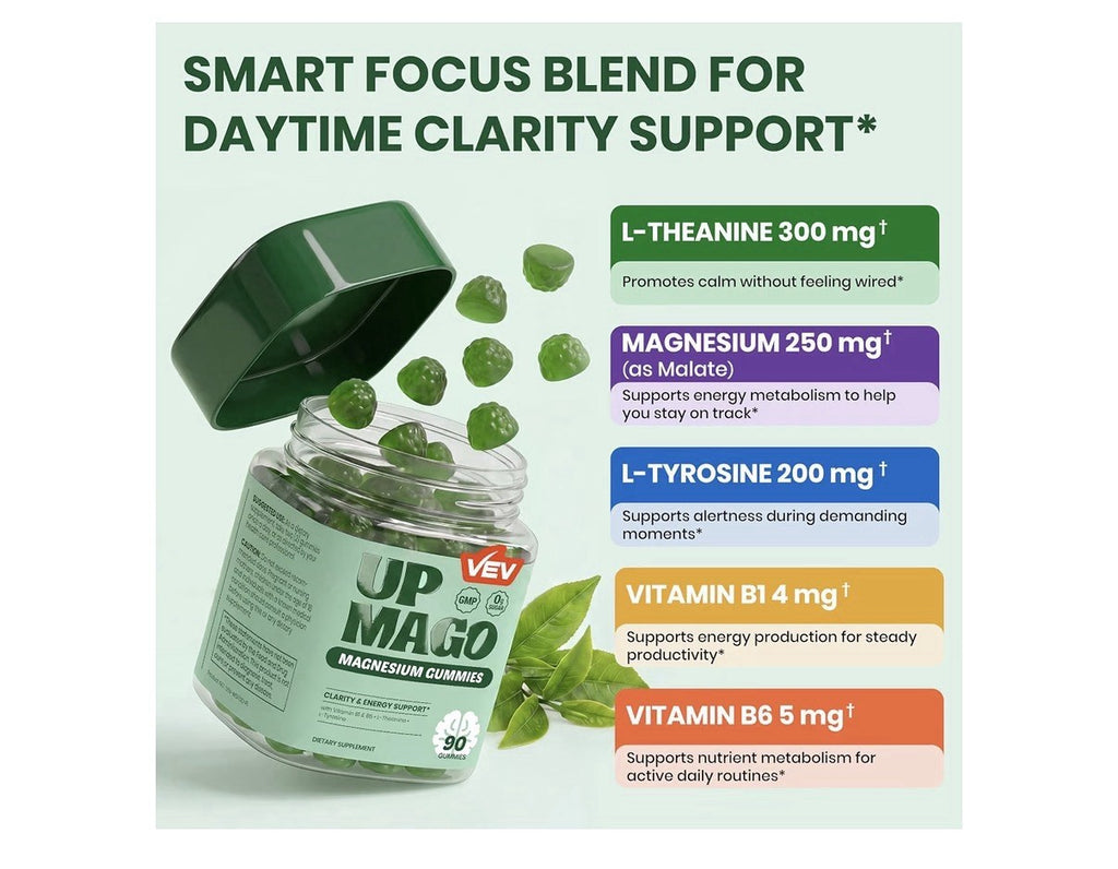 VEV UPMAGO Magnesium Gummies Clarity And Energy Support For Adults 90 Gummies