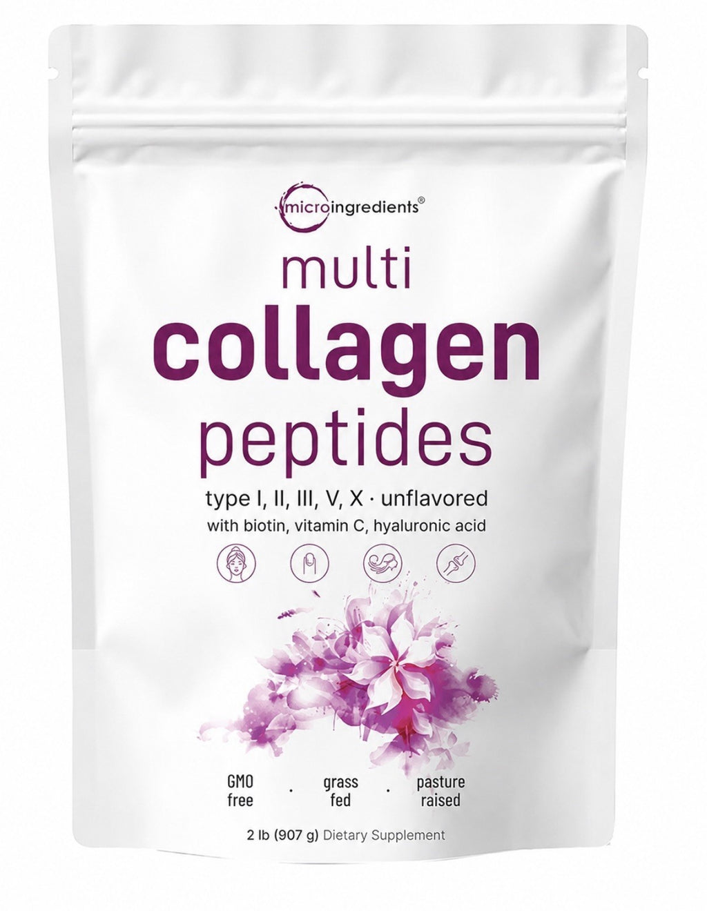 Micro Ingredients Multi Collagen Peptides Powder For Women & Men 2lb 82 Servings