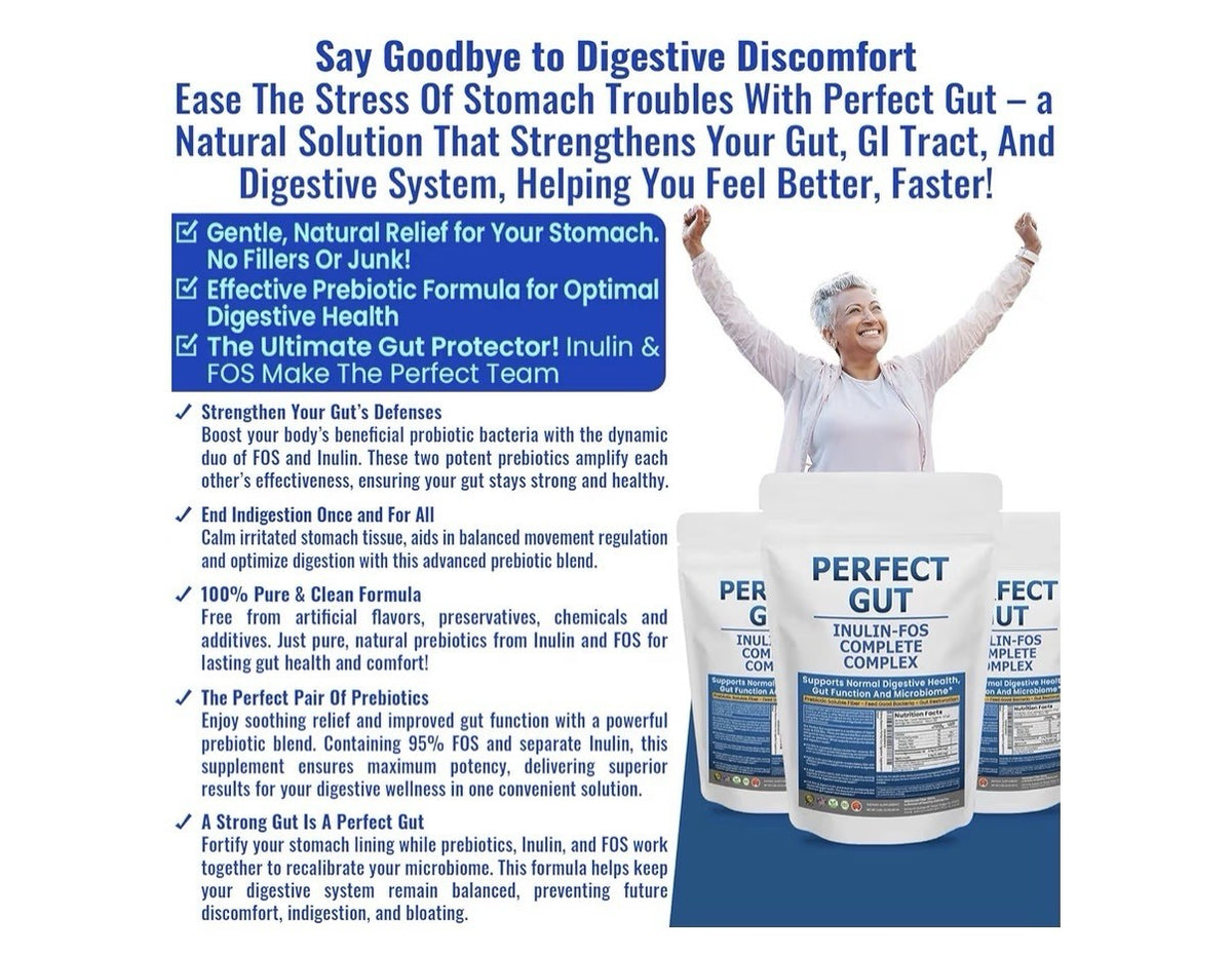 Perfect Gut: Inulin FOS Powder for Gut Health Prebiotic Inulin Prebiotic 2 LBS