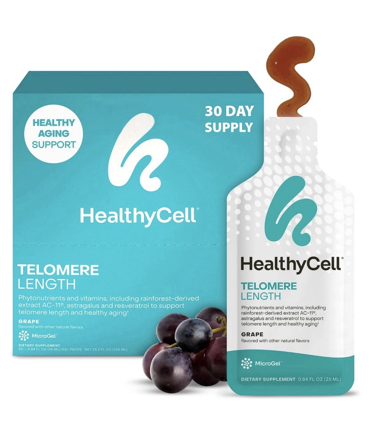 HealthyCell Telomere Length Healthy Aging Support Cellular Health 30 Gel Packs