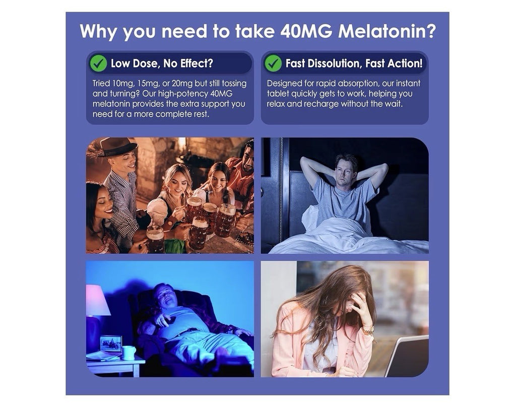 2 Pack NEVISS Melatonin 40 mg With MSM, Magnesium, Vitamin D3 Fast Acting