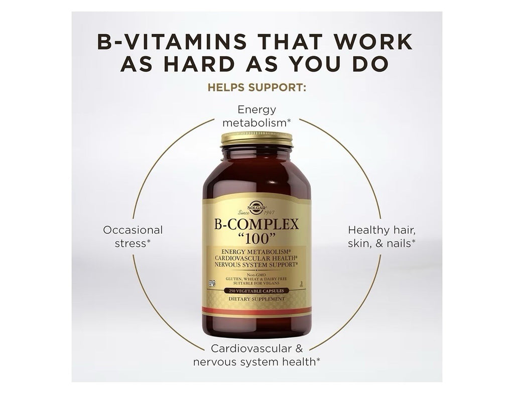 Solgar B-Complex "100" Nervous System Support Energy Metabolism 250 Capsules