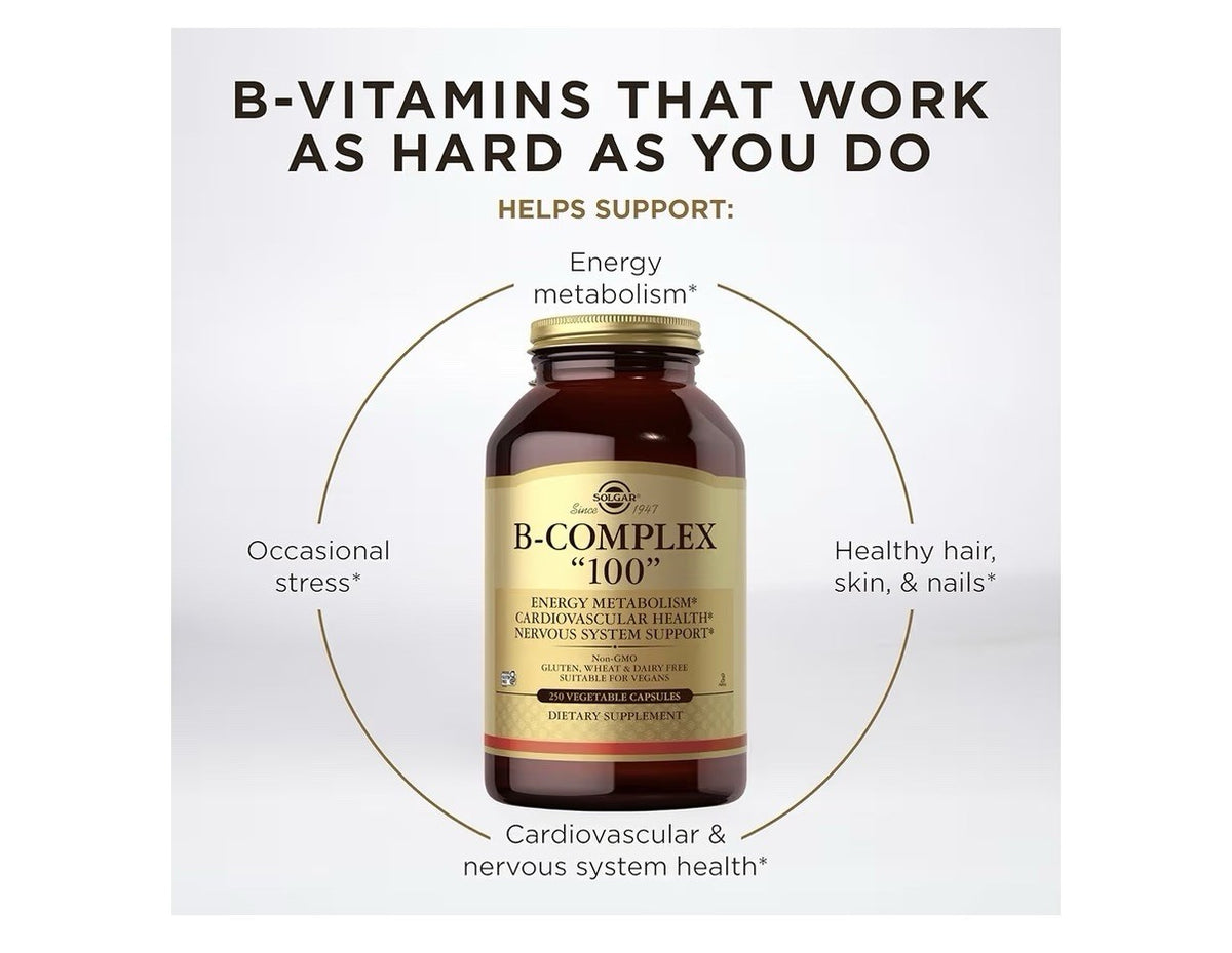 Solgar B-Complex "100" Nervous System Support Energy Metabolism 250 Capsules