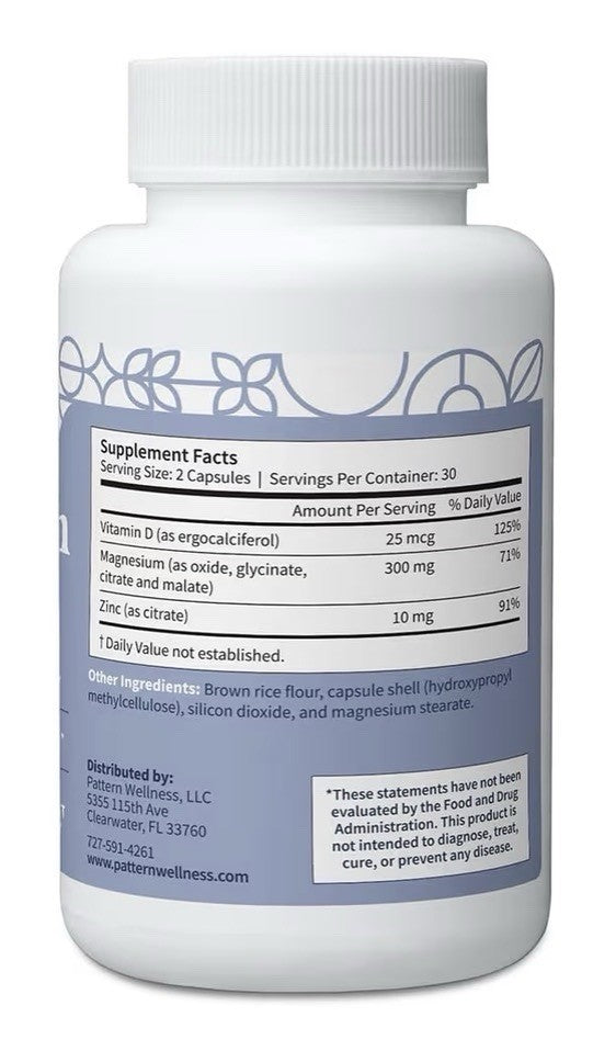 Pattern Wellness Magnesium Complex Supports Whole Body Function Muscle Bone 60ca