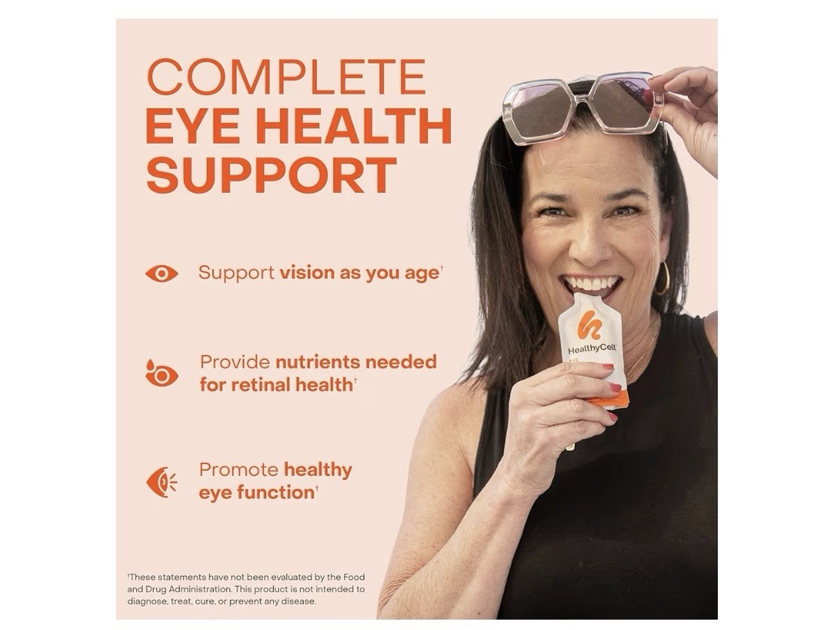 Healthycell Eye Health Support Daily Liquid Supplement Eye Vitamins 30 Gel Pack