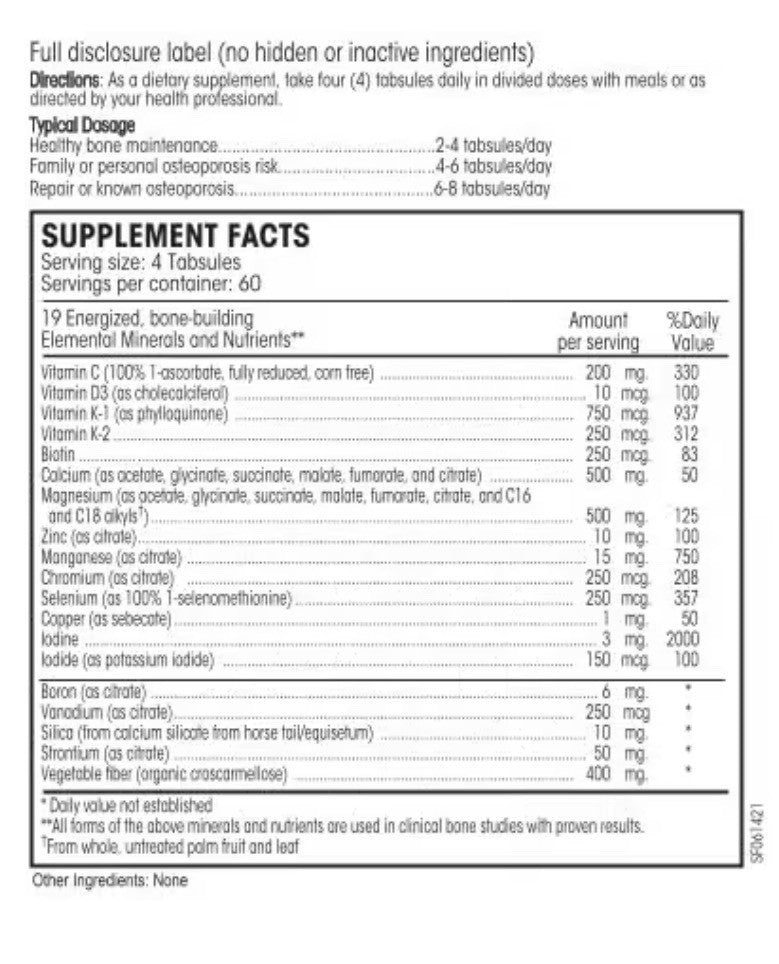 PERQUE Bone Guard Forte Activated Nutrients To Bone Health 240 Tabsules