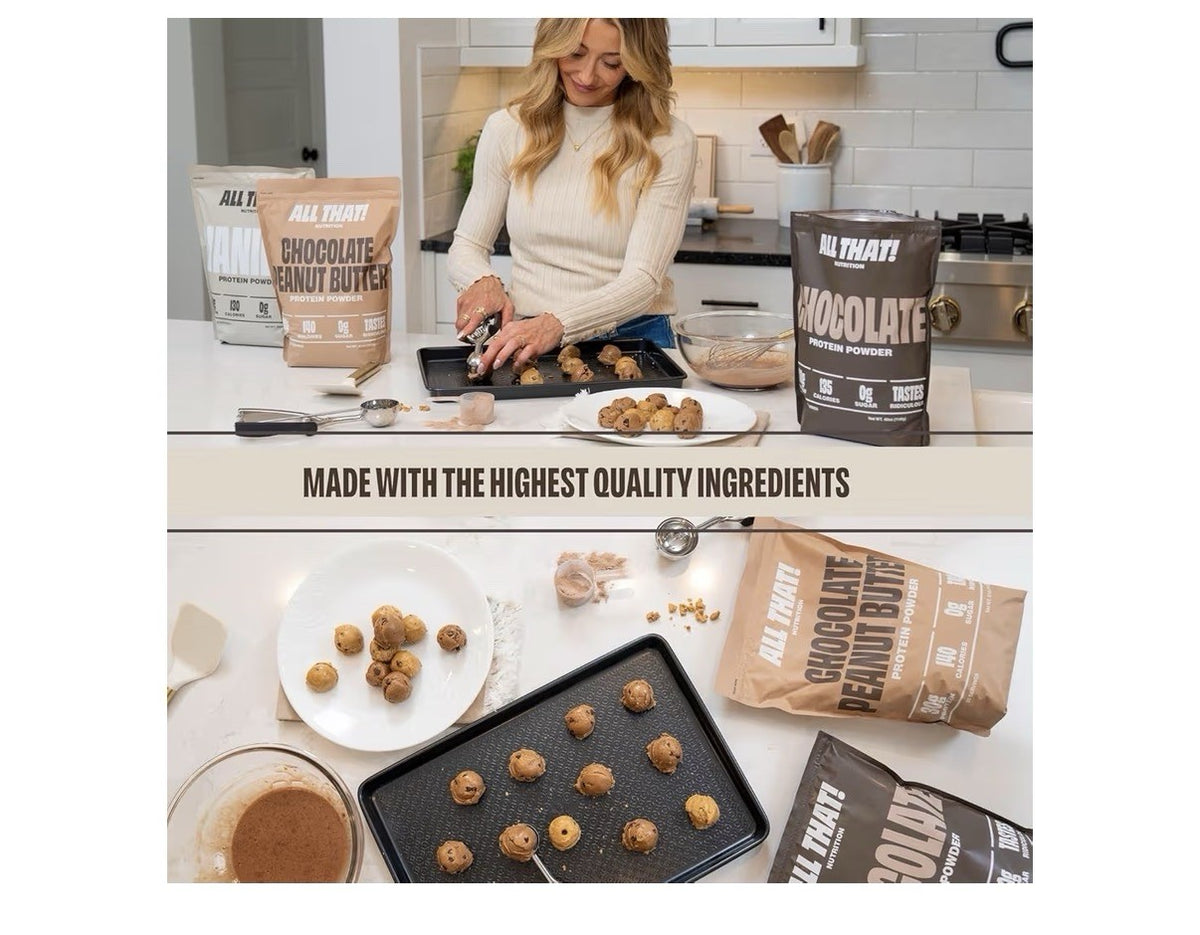 ALL THAT! NUTRITION Chocolate Peanut Butter Protein Powder Whey Protein 30 Serv