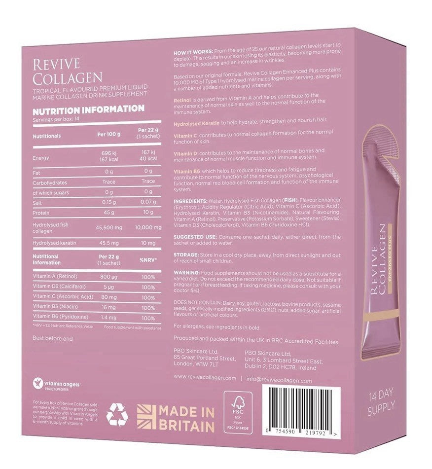 Revive Collagen Enhanced Plus Premium Liquid Marine Collagen Drink Supplement